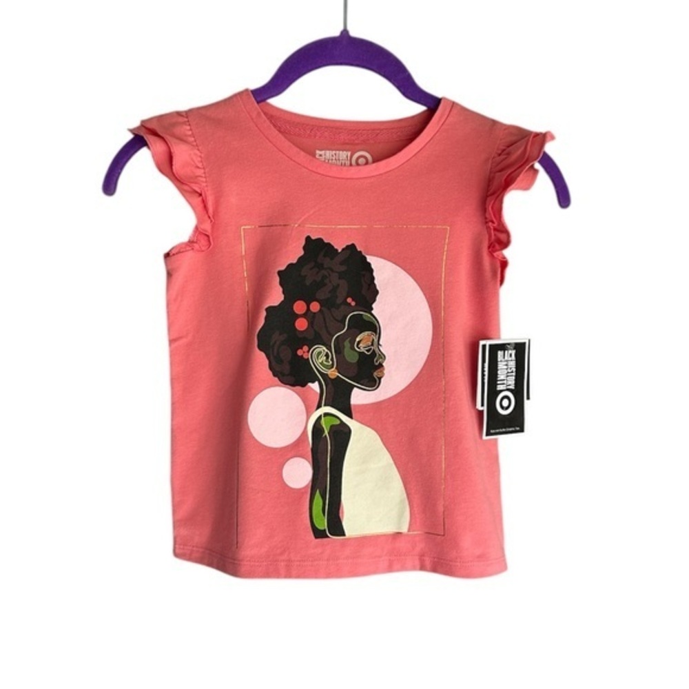 Black History Month Little Girl Sleeveless Ruffle Graphic T-Shirt Size XS(4/5)